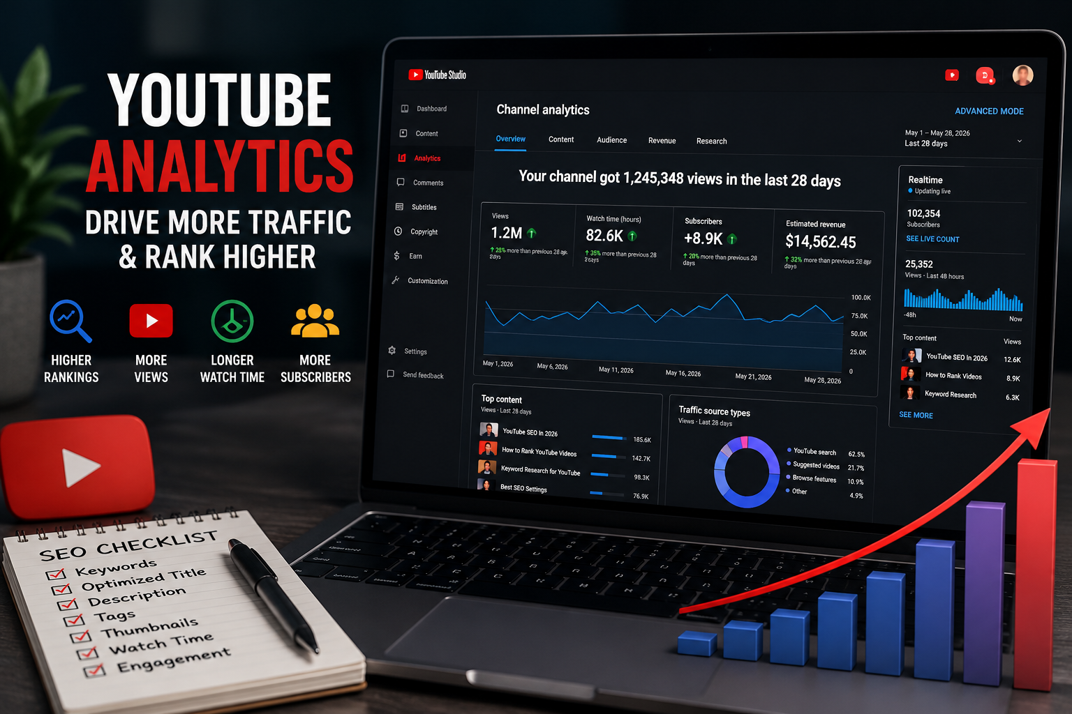 How to Rank YouTube Videos on the First Page of Google - YouTube SEO Analytics Dashboard
